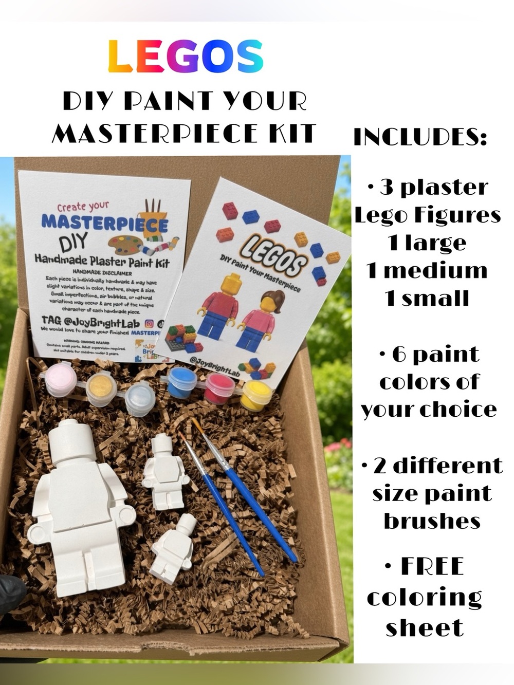 New DIY Lego Paint Your Plaster Masterpiece Figures Box Kit Kids Crafts 🧱